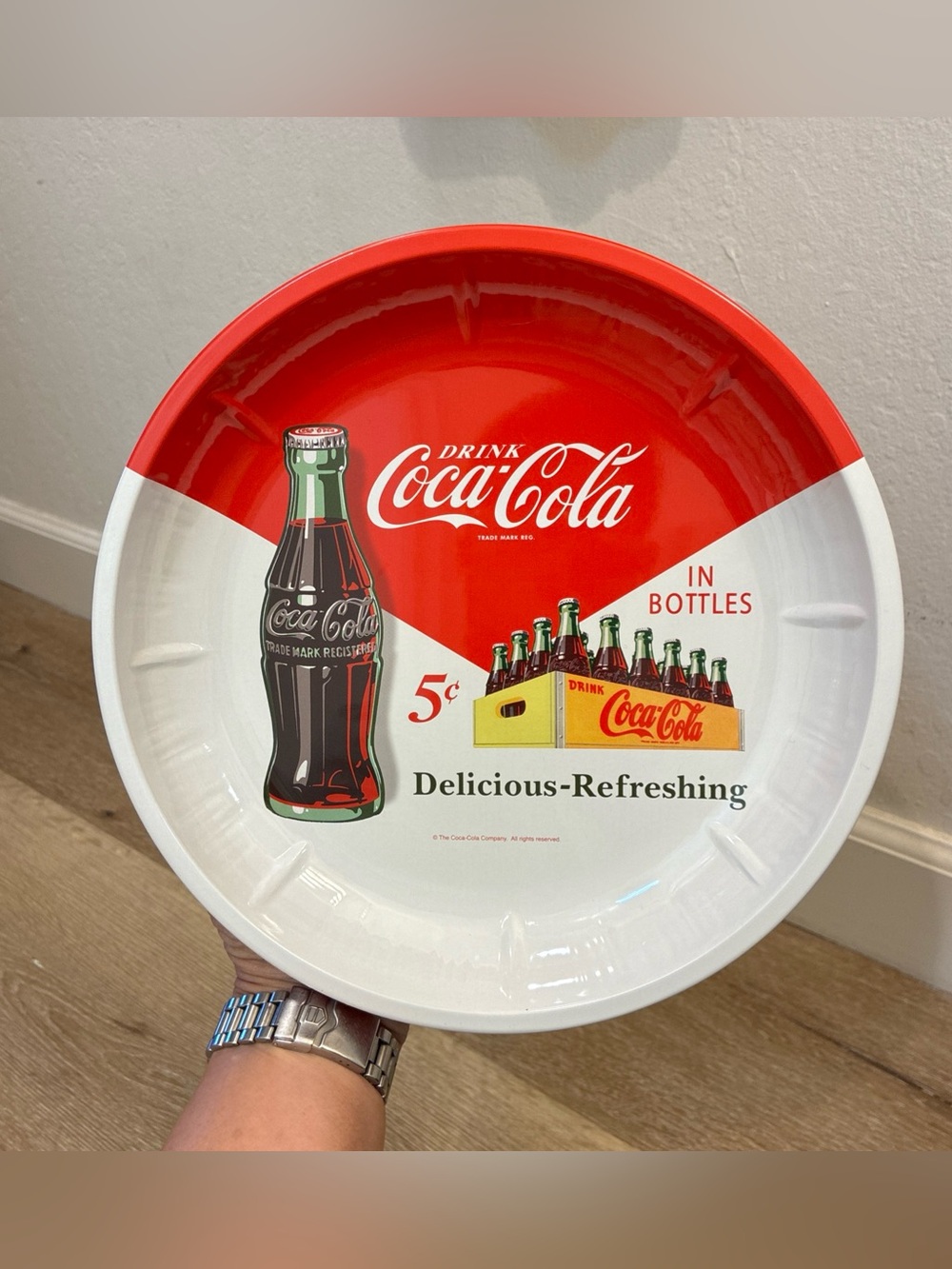 Coca-Cola Tin Serving Bowl Tray Features Retro "Delicious-Refreshing" Design 10”